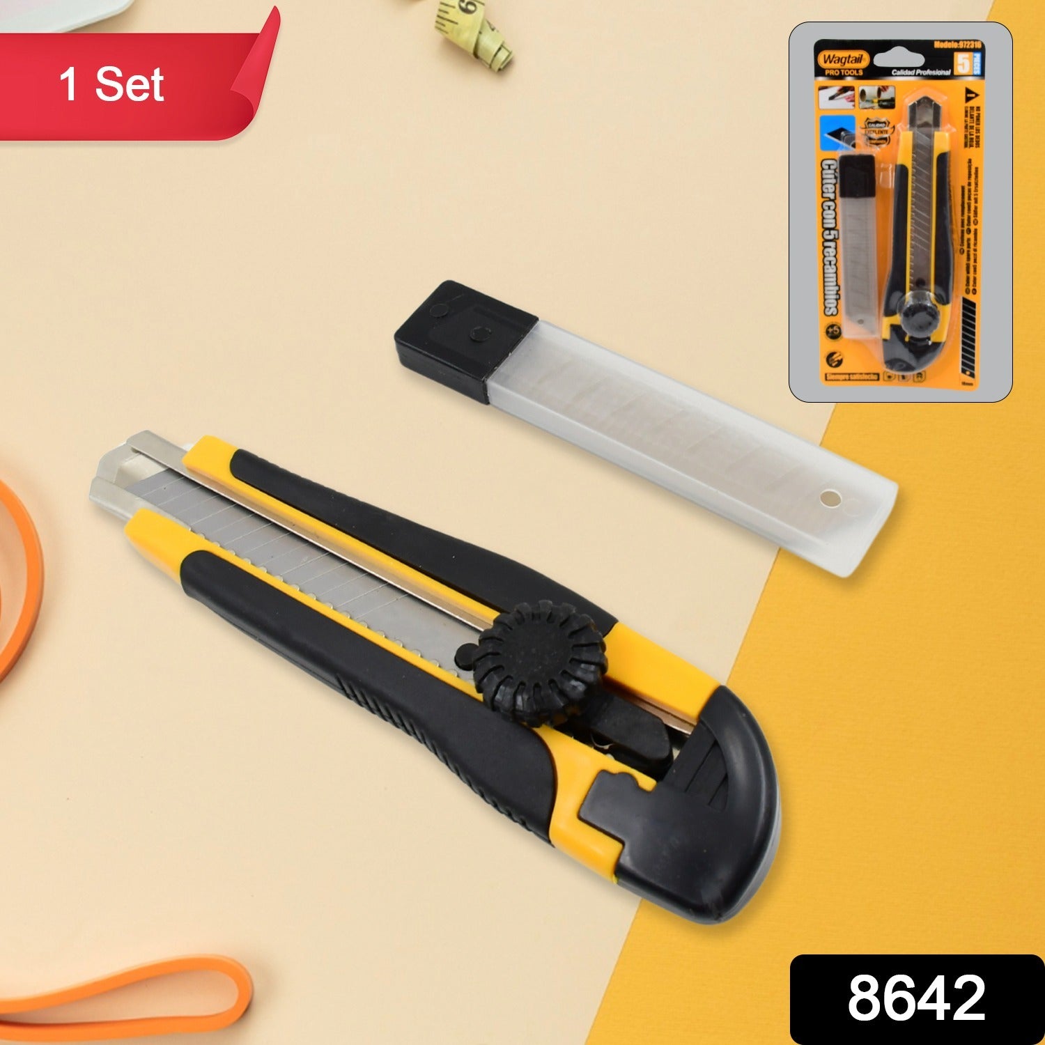 Cutter Knife Set with 4 Replacement Blades (1 Set) - Shivani Jaswal Cutter Knife Set with 4 Replacement Blades (1 Set)