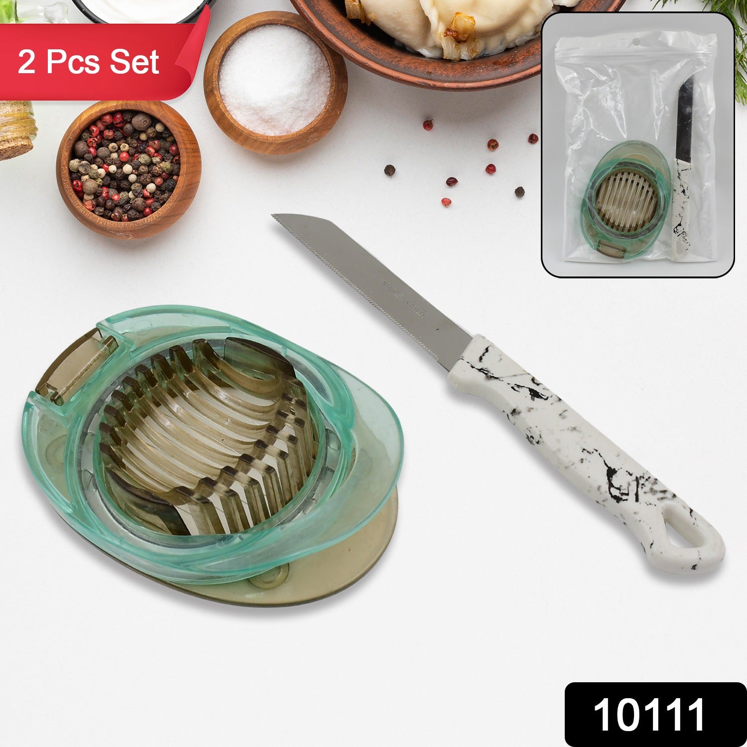 Stainless Steel, Egg Slicer & Knife (2 Pc Set) - Shivani Jaswal Stainless Steel, Egg Slicer & Knife (2 Pc Set)