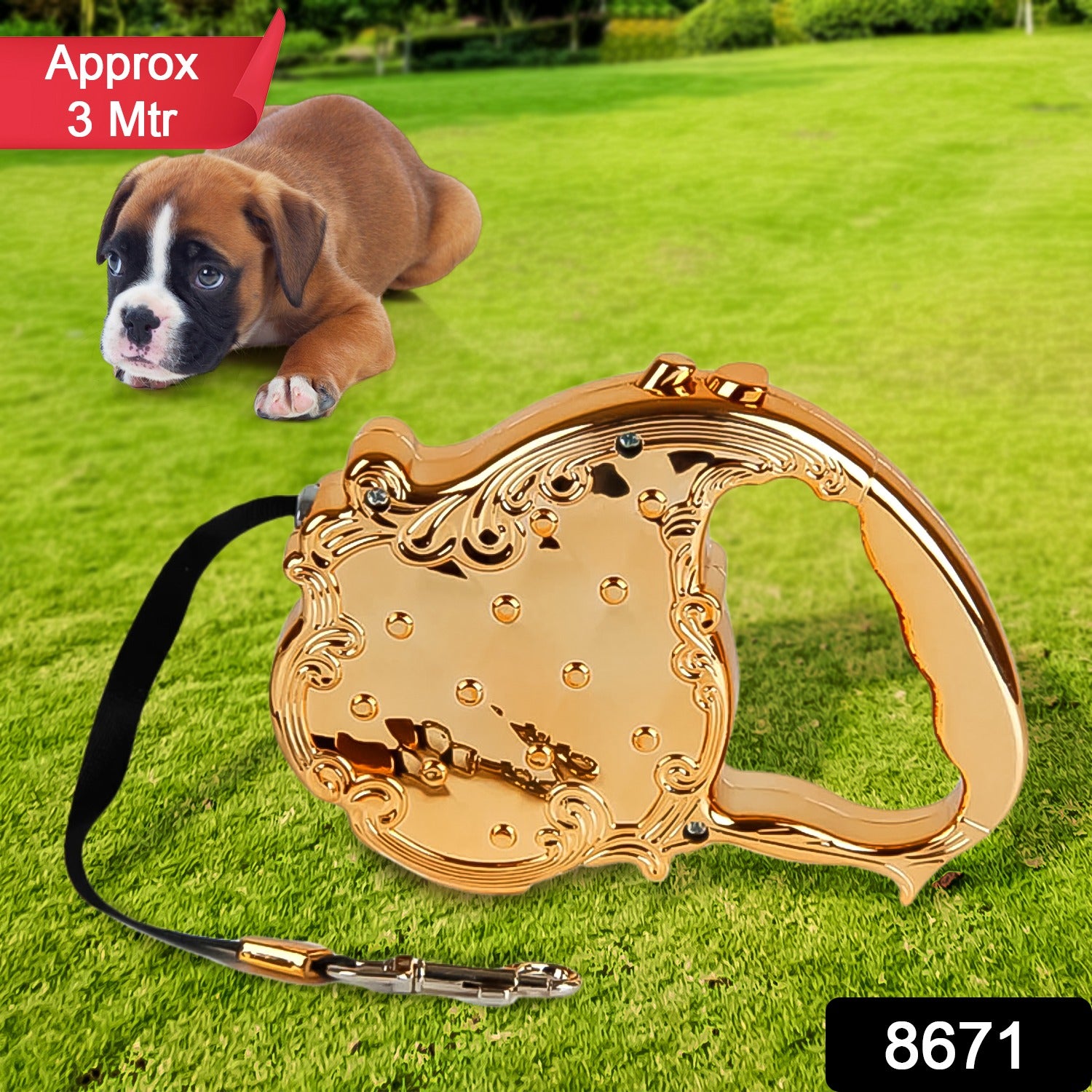 Retractable Telescopic Belt Rope Cat Golden Traction (3M Approx / 1 pc) - Shivani Jaswal Retractable Telescopic Belt Rope Cat Golden Traction (3M Approx / 1 pc)