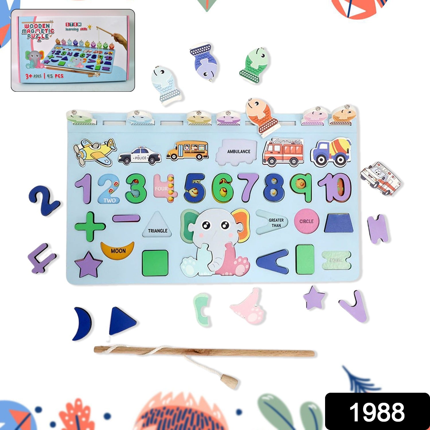 Wooden Number Puzzle Match Board and magnetic rod - Shivani Jaswal Wooden Number Puzzle Match Board and magnetic rod