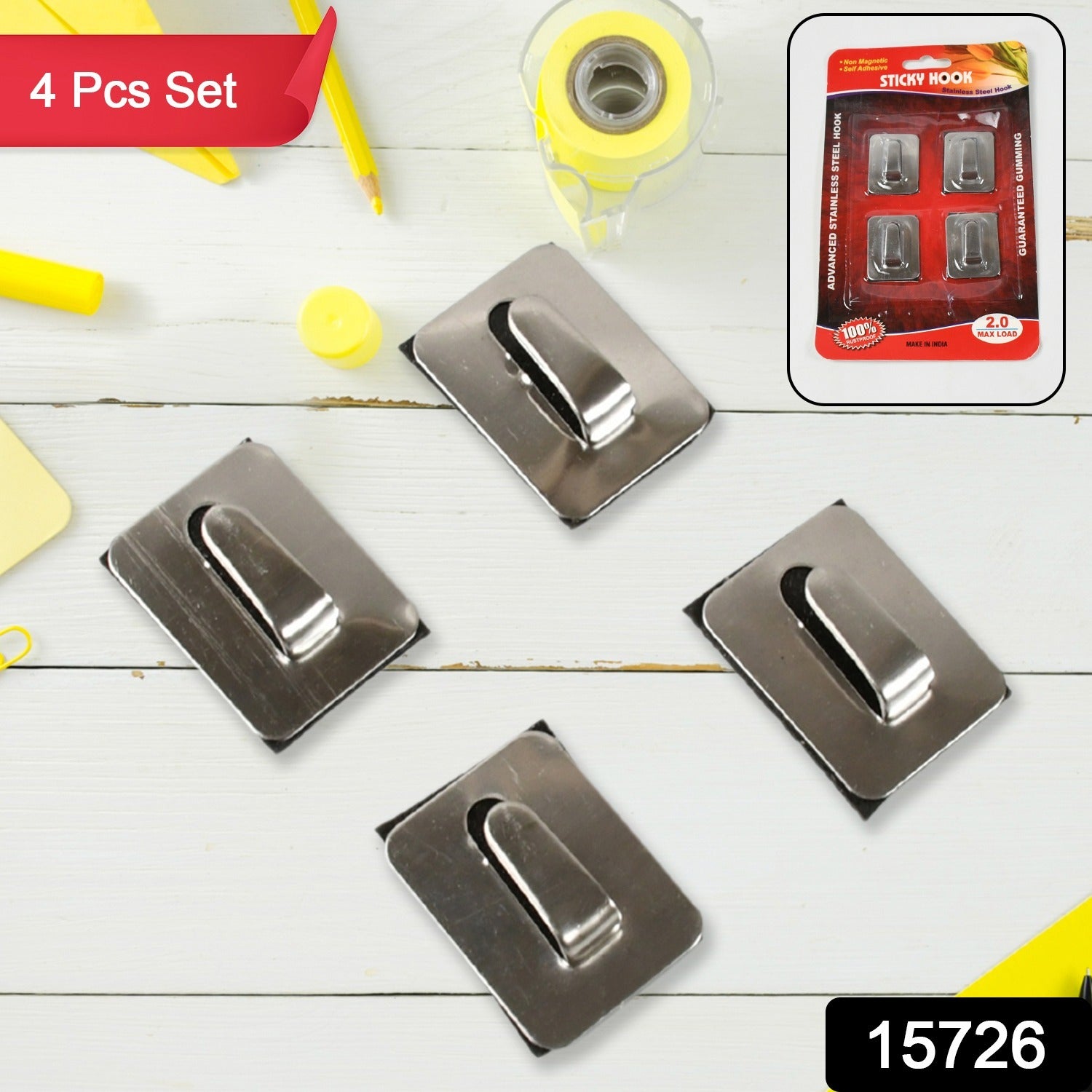 Self- Adhesive Hooks, Heavy Duty Wall Hooks Hangers Stainless Steel Waterproof Sticky Hooks for Hanging Robe Coat Towel Kitchen Bathroom and. - Shivani Jaswal Self- Adhesive Hooks, Heavy Duty Wall Hooks Hangers Stainless Steel Waterproof Sticky Hooks for Hanging Robe Coat Towel Kitchen Bathroom and.