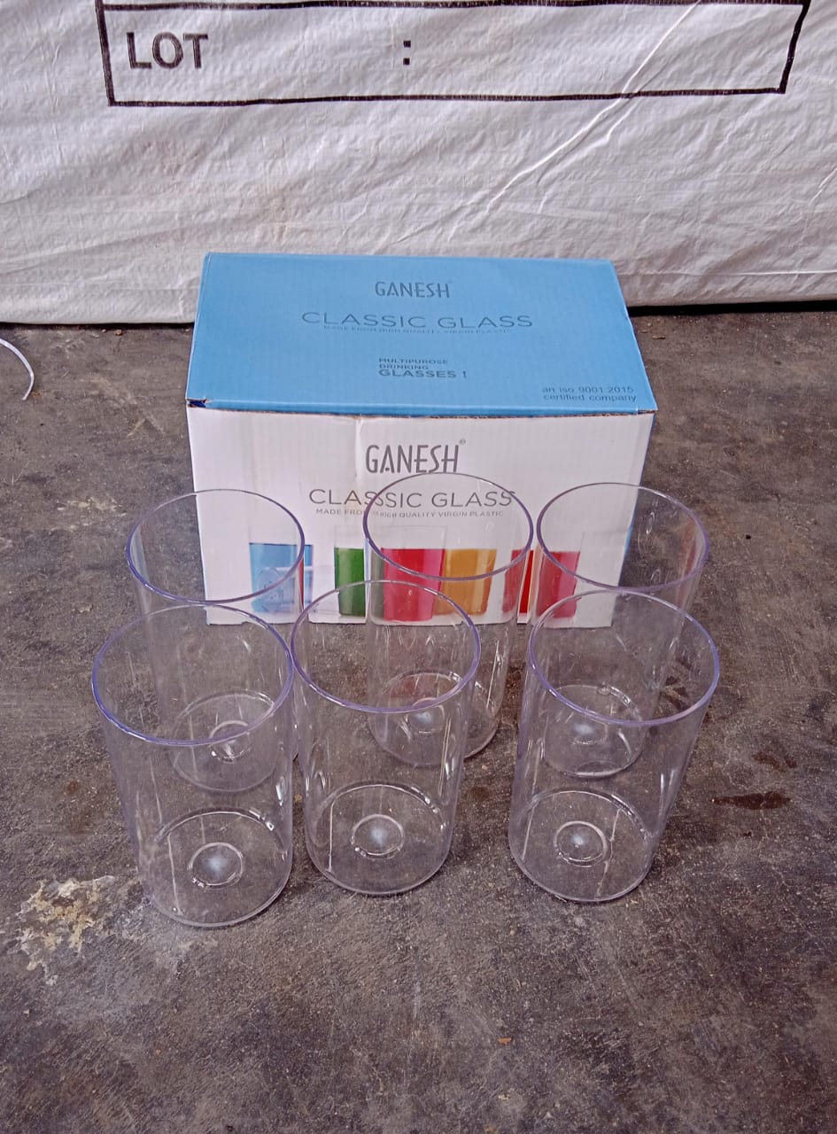 Ganesh Classic Plastic Glass Set of-6 (Each Glass 350ml) - Shivani Jaswal Ganesh Classic Plastic Glass Set of-6 (Each Glass 350ml)