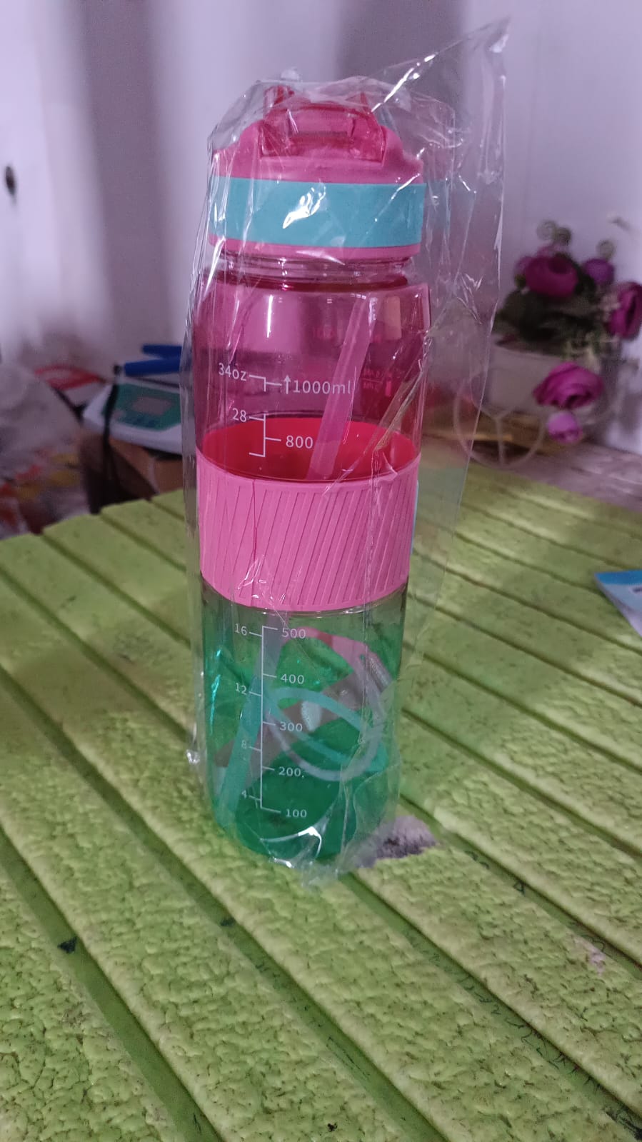 Plastic Water Bottle With Strap and Straw (1000 ML) - Shivani Jaswal Plastic Water Bottle With Strap and Straw (1000 ML)