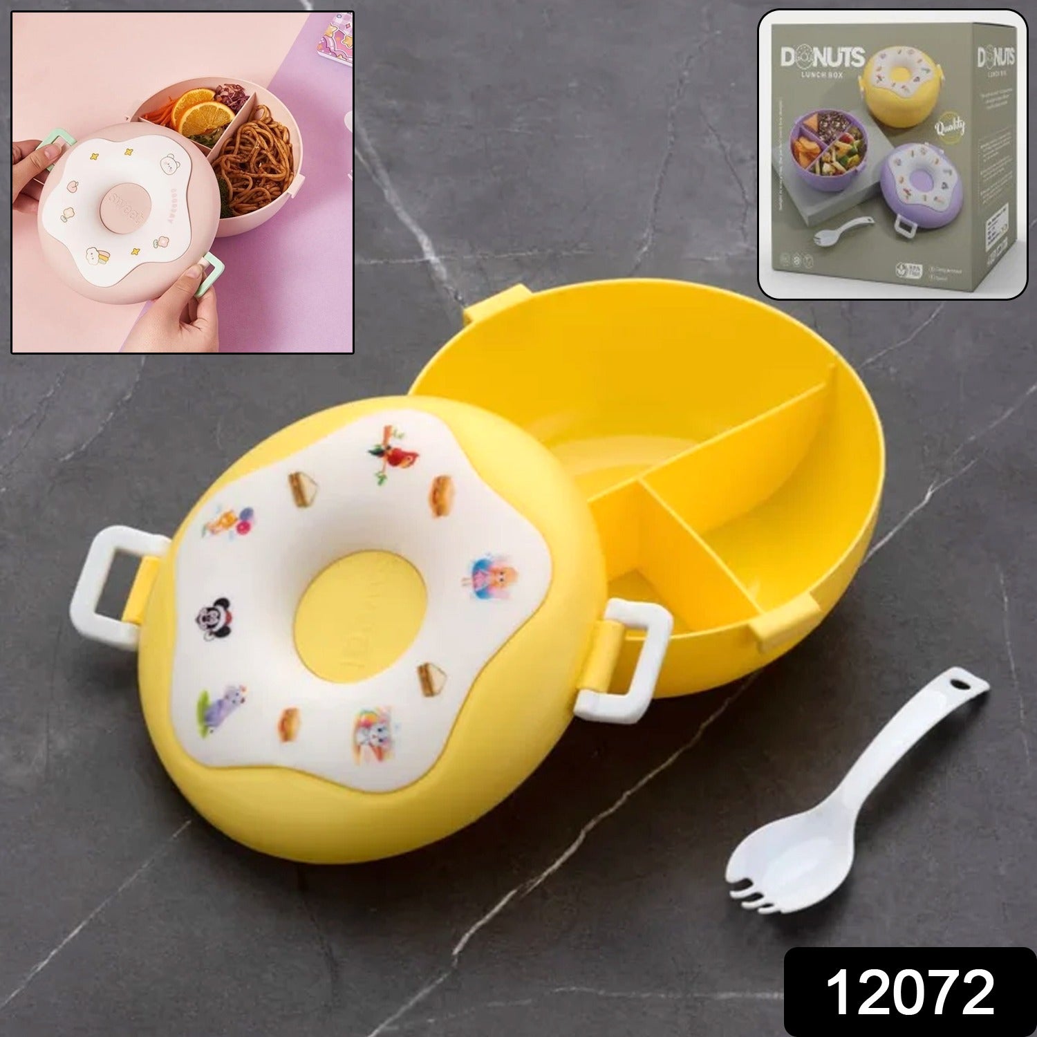Donut Shaped Double Insulated 3 Compartment Lunch Box (1 Pc / Mix Color) - Shivani Jaswal Donut Shaped Double Insulated 3 Compartment Lunch Box (1 Pc / Mix Color)