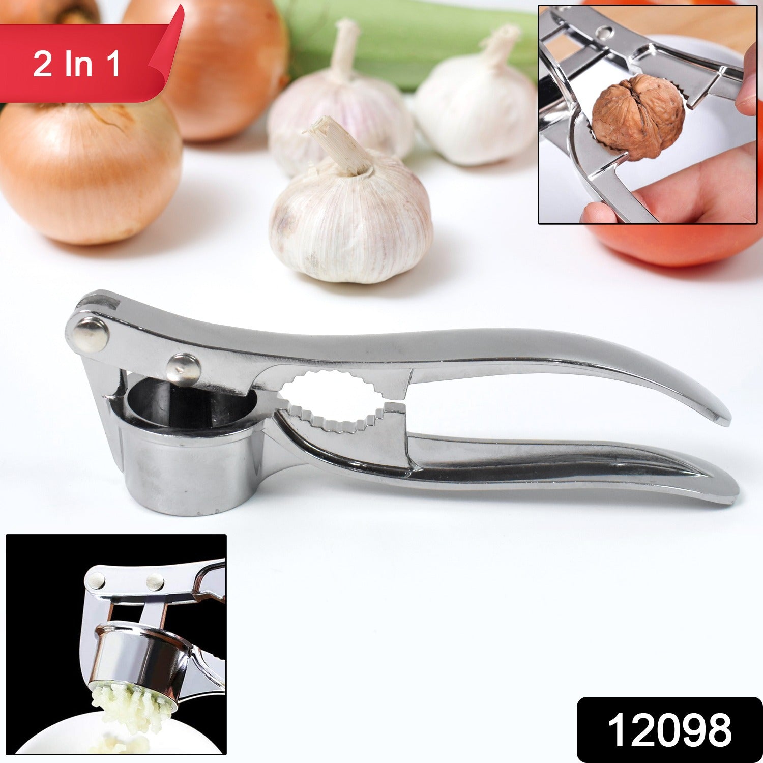2 in1 Garlic Masher Premium Garlic Press & Walnut Cracker Opener (1 Pc) - Shivani Jaswal 2 in1 Garlic Masher Premium Garlic Press & Walnut Cracker Opener (1 Pc)