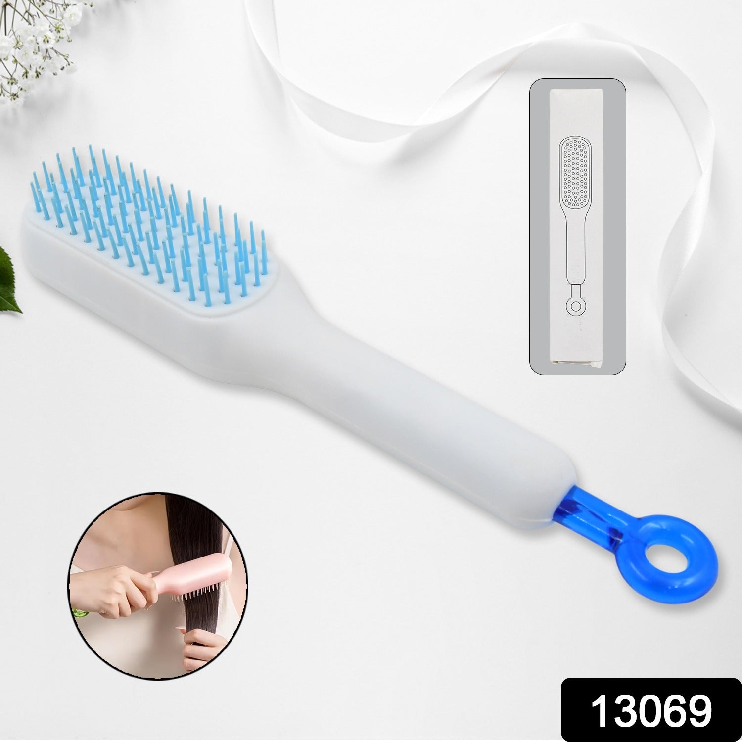 Self-Cleaning Hairbrush, Massage Comb (1 Pc / With Box), Hair accessories - Shivani Jaswal Self-Cleaning Hairbrush, Massage Comb (1 Pc / With Box), Hair accessories
