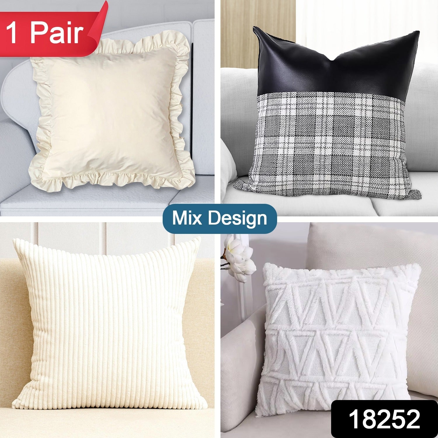 Pillow Covers, Couch Pillows Cover, Soft Decorative Cover (Mix Color & Design / 2 Pc) - Shivani Jaswal Pillow Covers, Couch Pillows Cover, Soft Decorative Cover (Mix Color & Design / 2 Pc)