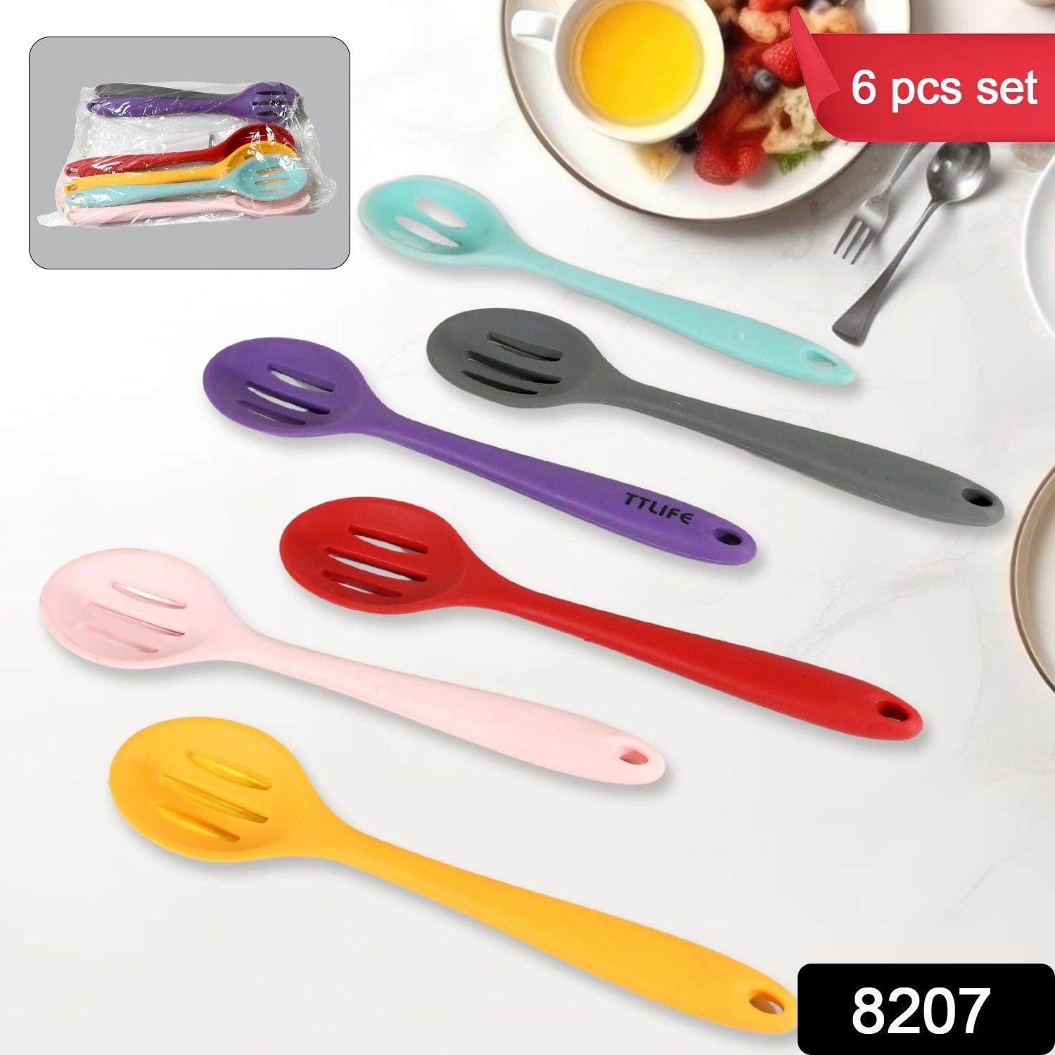 Multipurpose Silicone Spoon, Silicone Basting Spoon Non-Stick Kitchen Utensils Household Gadgets Heat-Resistant Non Stick Spoons Kitchen Cookware Items For Cooking and Baking (6 Pcs Set) - Shivani Jaswal Multipurpose Silicone Spoon, Silicone Basting Spoon Non-Stick Kitchen Utensils Household Gadgets Heat-Resistant Non Stick Spoons Kitchen Cookware Items For Cooking and Baking (6 Pcs Set)