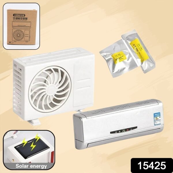 AC Design Solar-Powered Car Air Freshener: Built-in Perfume Diffuser for Dashboard and AC Vent