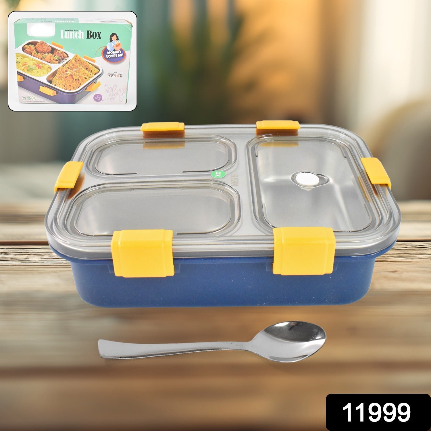 3 Compartment Transparent Stainless Steel Lunch Box for Kids - Shivani Jaswal 3 Compartment Transparent Stainless Steel Lunch Box for Kids