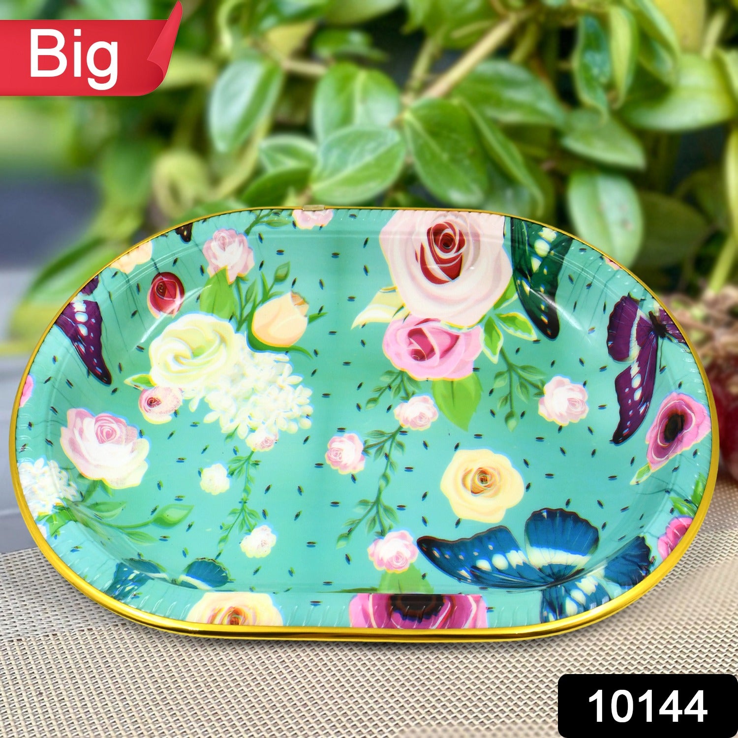 Big Plastic Flower Printed Design Serving Tray (1 Pc / 35 x 24 CM / Mix Color) - Shivani Jaswal Big Plastic Flower Printed Design Serving Tray (1 Pc / 35 x 24 CM / Mix Color)