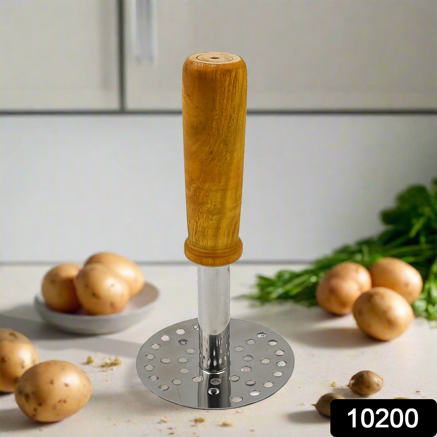 High Grade Stainless Steel Potato Masher Paubhaji / Pav Bhaji Masher with Wooden handle (1 Pc) - Shivani Jaswal High Grade Stainless Steel Potato Masher Paubhaji / Pav Bhaji Masher with Wooden handle (1 Pc)