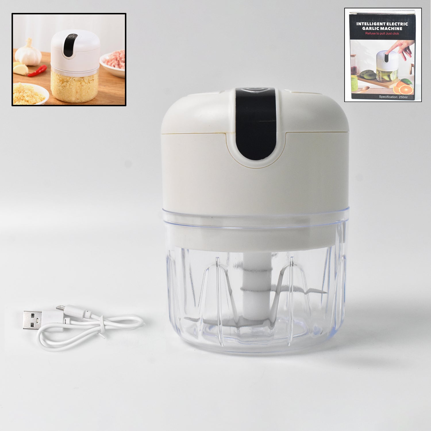 Wireless USB Rechargeable Mini Electric Garlic Machine / Chopper (250Ml) - Shivani Jaswal Wireless USB Rechargeable Mini Electric Garlic Machine / Chopper (250Ml)