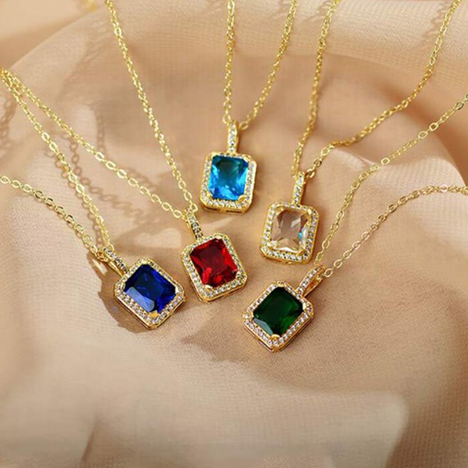 Stone Pendant Necklace Chain Set with Earrings (1 Set / Mix Color & Design) - Shivani Jaswal Stone Pendant Necklace Chain Set with Earrings (1 Set / Mix Color & Design)