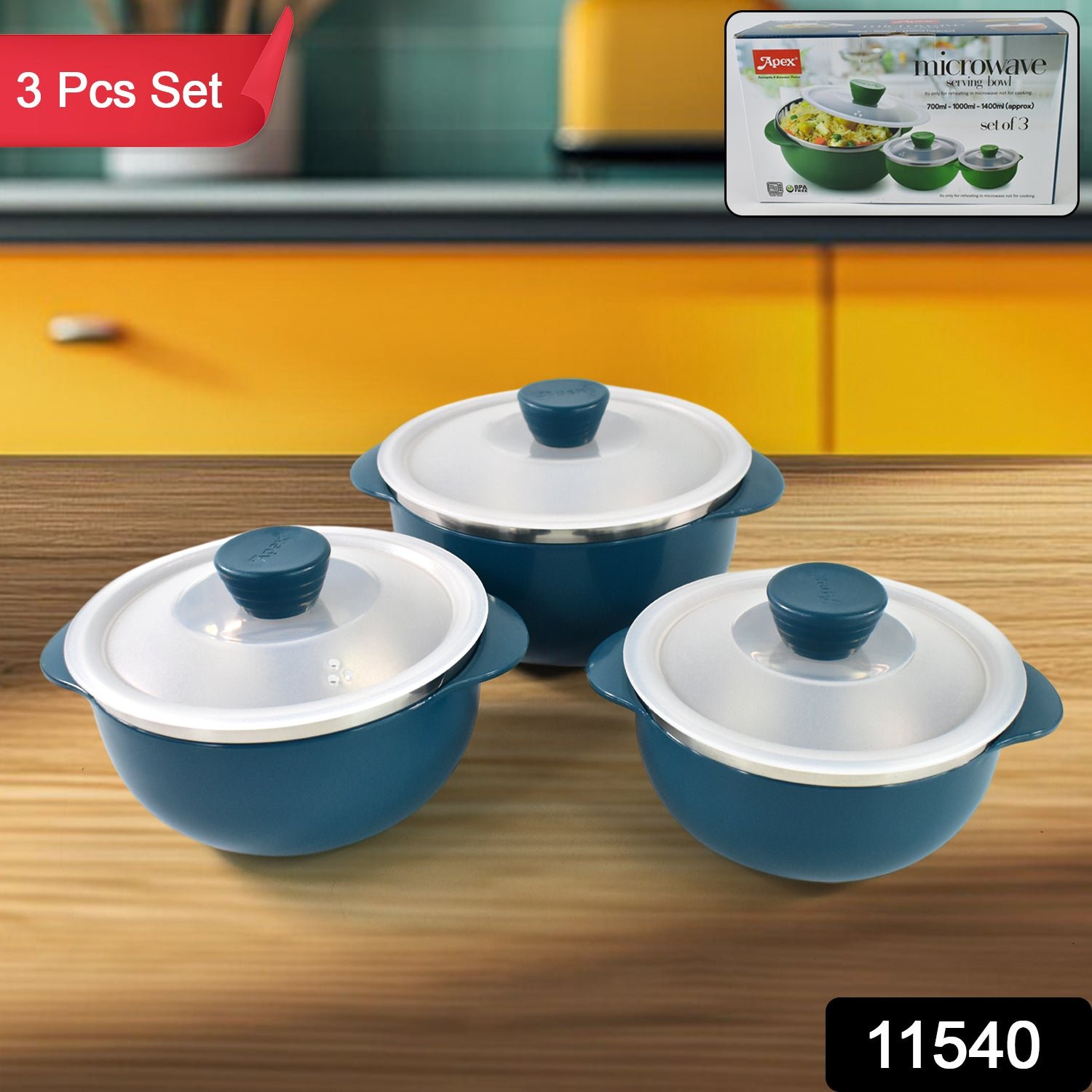 Apex Microwave-Safe Serving Bowl 3 Pcs Set (700ml, 1000ml, 1400ml) - Shivani Jaswal Apex Microwave-Safe Serving Bowl 3 Pcs Set (700ml, 1000ml, 1400ml)