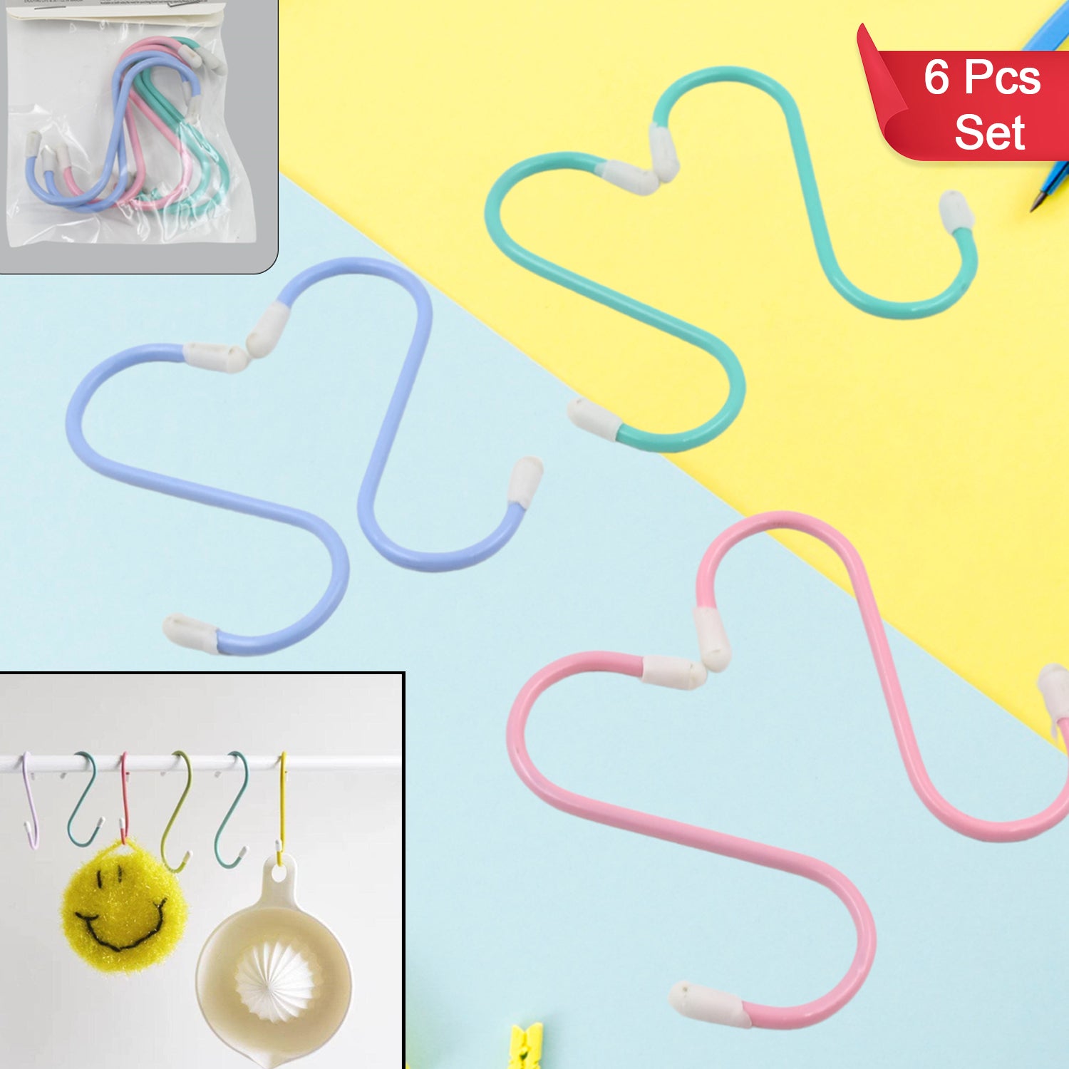 S Shape Metal Hooks for Hanging, Heavy Duty S Shaped Hooks for Hanging Clothes, Metal Hooks for Kitchen, Wardrobe, Work Shop, Bathroom, Garden, Office (6 Pcs Set) - Shivani Jaswal S Shape Metal Hooks for Hanging, Heavy Duty S Shaped Hooks for Hanging Clothes, Metal Hooks for Kitchen, Wardrobe, Work Shop, Bathroom, Garden, Office (6 Pcs Set)