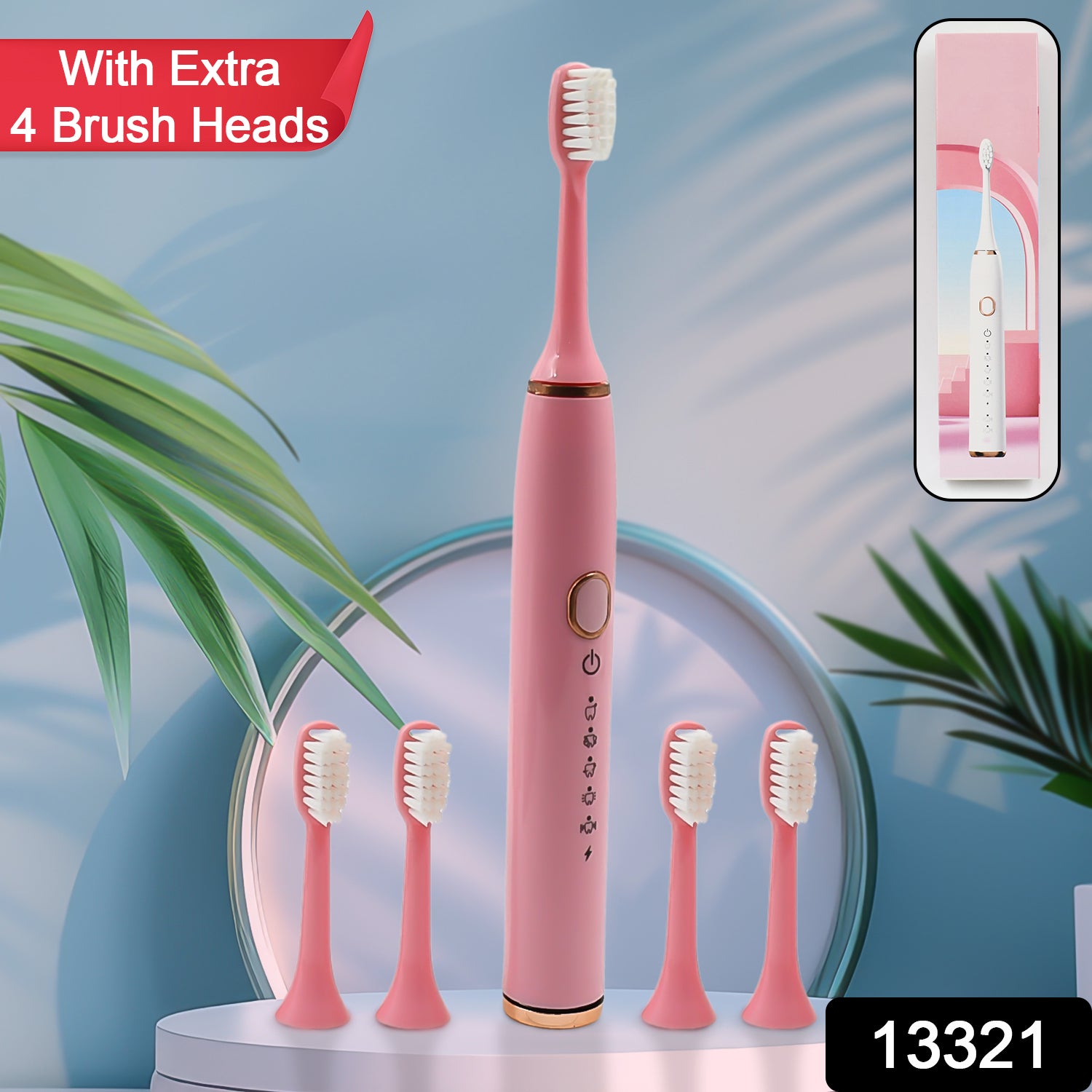 Adult Waterproof Electric Toothbrush with Extra 4 Toothbrush Head (1 Pc / USB Charging Operated / Mix Colour) - Shivani Jaswal Adult Waterproof Electric Toothbrush with Extra 4 Toothbrush Head (1 Pc / USB Charging Operated / Mix Colour)