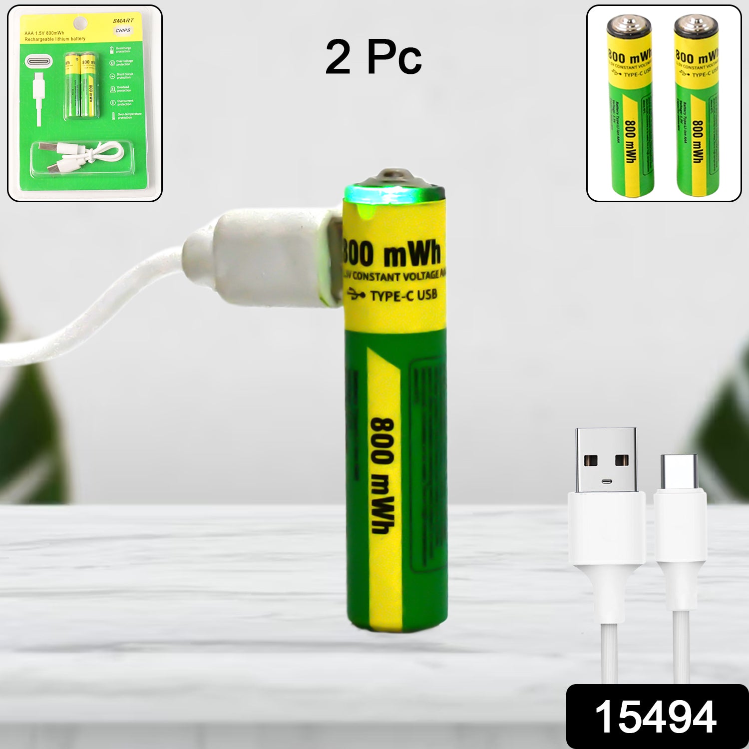 AAA Rechargeable 800 mWh Batteries With Recharging Cable (2 Pc Set) - Shivani Jaswal AAA Rechargeable 800 mWh Batteries With Recharging Cable (2 Pc Set)