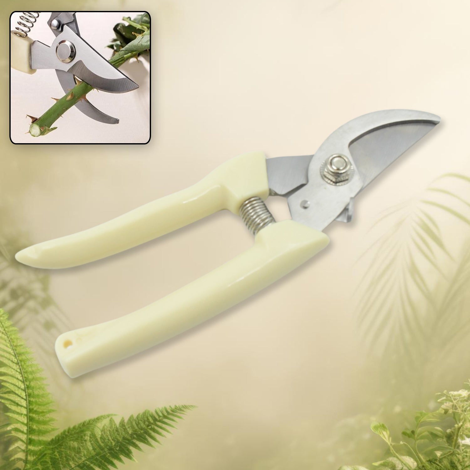 Stainless Steel Pruning Shears with Sharp Blades and Comfortable handle - Durable Hand Pruner for Comfortable and Easy Cutting, Heavy Duty Gardening Cutter Tool Plant Cutter for Home Garden | Wood Bran (1 Pc) - Shivani Jaswal Stainless Steel Pruning Shears with Sharp Blades and Comfortable handle - Durable Hand Pruner for Comfortable and Easy Cutting, Heavy Duty Gardening Cutter Tool Plant Cutter for Home Garden | Wood Bran (1 Pc)