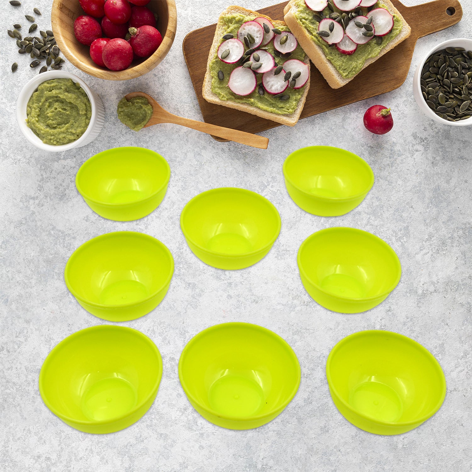 Multipurpose Small Round Plastic Bowl / Katori, Microwave Safe Reusable Lightweight Bowl, Dishwasher Safe Chutney Bowl (8 Pcs Set) - Shivani Jaswal Multipurpose Small Round Plastic Bowl / Katori, Microwave Safe Reusable Lightweight Bowl, Dishwasher Safe Chutney Bowl (8 Pcs Set)