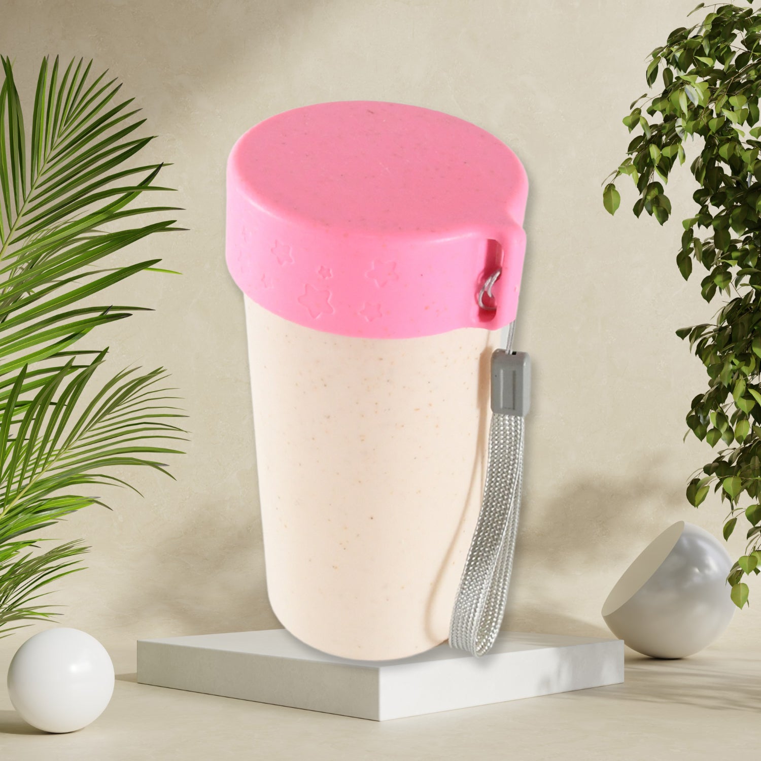 Travel Coffee Cup Portable Water Bottle Wheat Straw Coffee Tea Mug Coffee Mug with Lids for Coffee Tea (300 ML Approx) - Shivani Jaswal Travel Coffee Cup Portable Water Bottle Wheat Straw Coffee Tea Mug Coffee Mug with Lids for Coffee Tea (300 ML Approx)