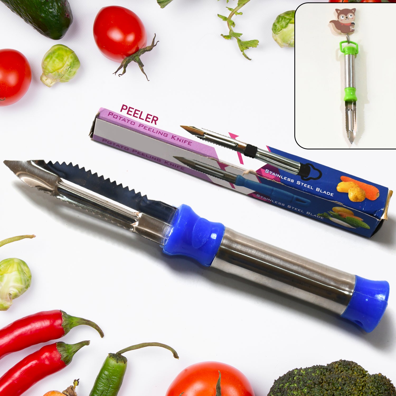 Stainless Steel 2-in-1 Vegetable Peeler - Multifunctional Grater with Hanging Ring (1 pc) - Shivani Jaswal Stainless Steel 2-in-1 Vegetable Peeler - Multifunctional Grater with Hanging Ring (1 pc)
