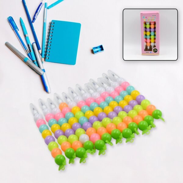Stylish Pearls Pen Set Ã¢â‚¬â€œ Fancy Multicolor Non-Sharpening Moti Gel Pens for Kids (12 Pc Set)