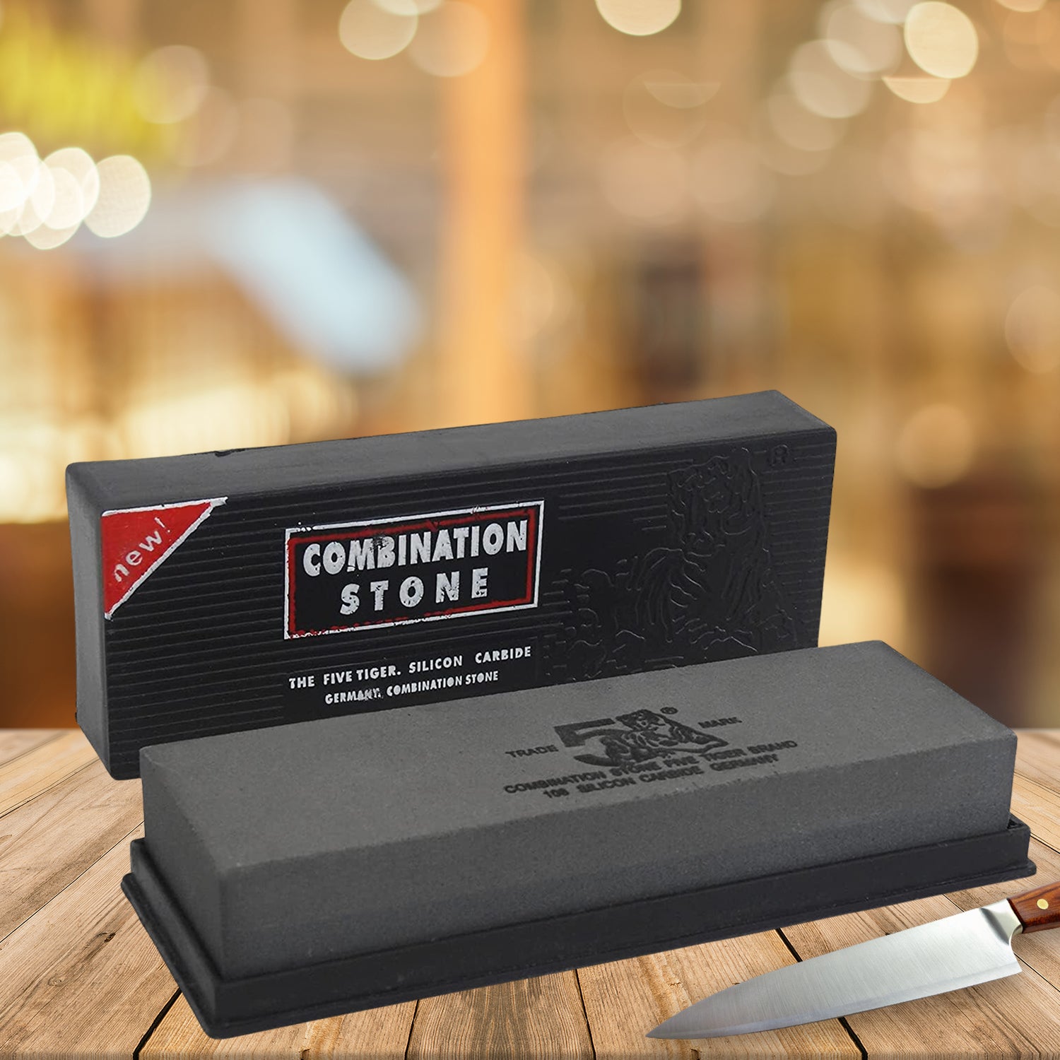 Silicon Carbide German Combination Stone, Dual Sided Stone for Knife and Tools Sharpening with Safety Case - Shivani Jaswal Silicon Carbide German Combination Stone, Dual Sided Stone for Knife and Tools Sharpening with Safety Case