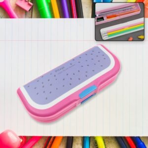 Multipurpose Cartoon Pencil Box Ã¢â‚¬â€œ 2-Compartment Compass Box for Kids (Mix Color 1 Pc)