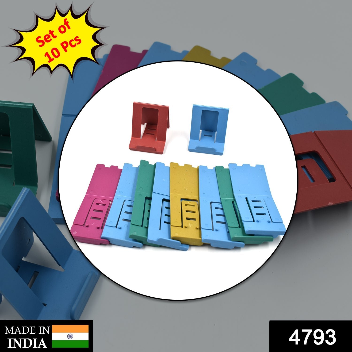 10 Pc Adjustable Mobile Stand used in all kinds of places including household and offices as a mobile supporting stand. - Shivani Jaswal 10 Pc Adjustable Mobile Stand used in all kinds of places including household and offices as a mobile supporting stand.