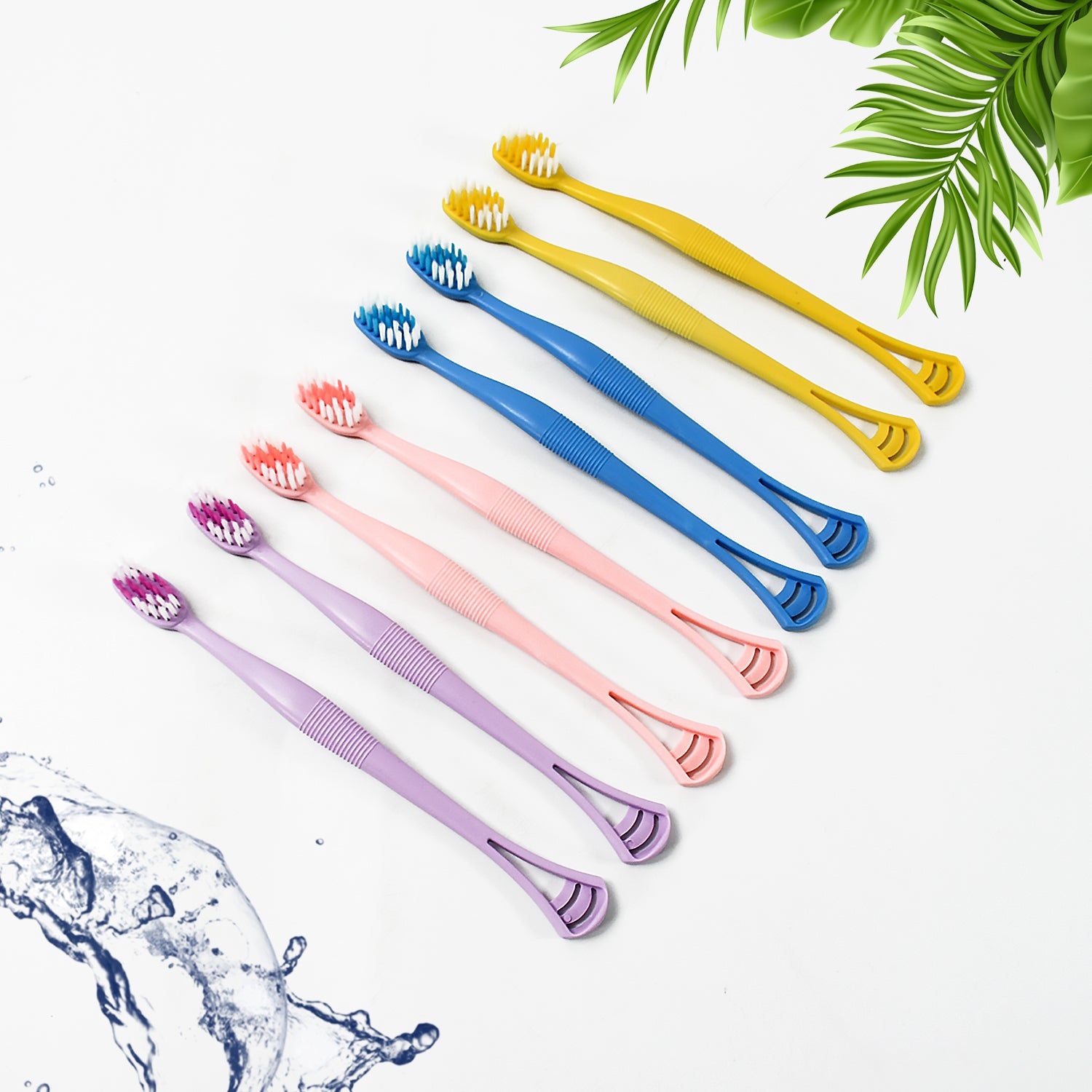 2-in-1 Tooth Brush with Tongue Scraper, Soft Bristle & Long Handle (8Pcs) Soft Toothbrush - Shivani Jaswal 2-in-1 Tooth Brush with Tongue Scraper, Soft Bristle & Long Handle (8Pcs) Soft Toothbrush