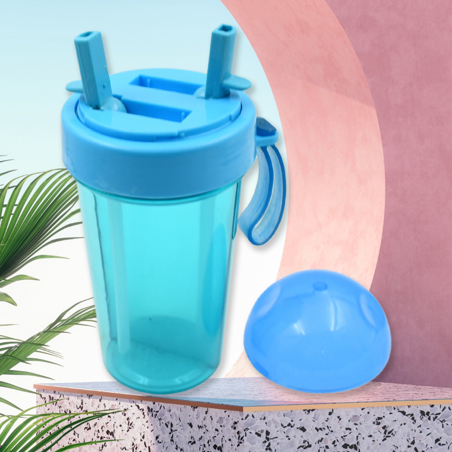 2 Drinks in 1 Cup Water Bottle, Stable Sturdy Dual Use Bottle 2 Straws for Shopping Travel for Outdoor Activities (1 Pc) - Shivani Jaswal 2 Drinks in 1 Cup Water Bottle, Stable Sturdy Dual Use Bottle 2 Straws for Shopping Travel for Outdoor Activities (1 Pc)