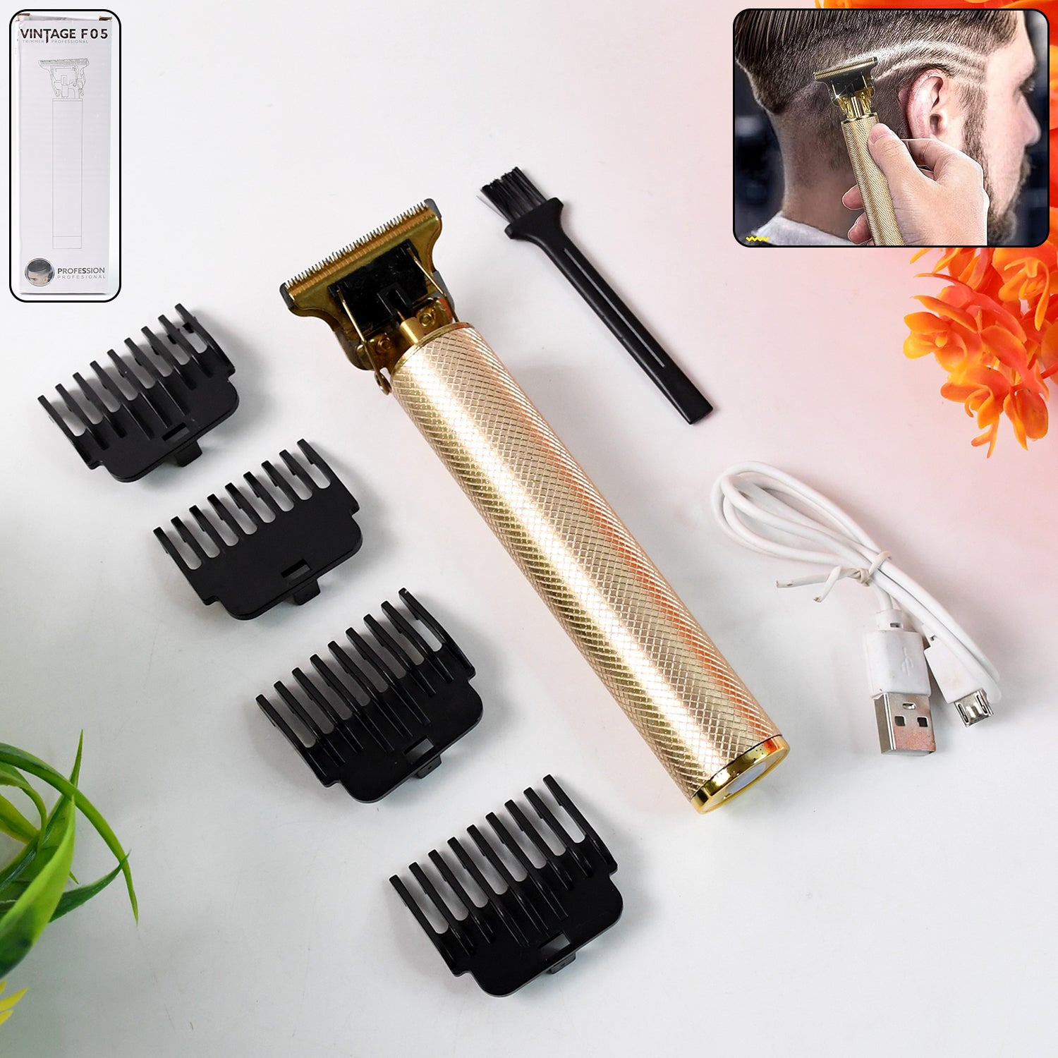 Men's Hair Trimmer & Beard Clipper with 4 Adjustable Blades & Cleaning Brush, Hair accessories - Shivani Jaswal Men's Hair Trimmer & Beard Clipper with 4 Adjustable Blades & Cleaning Brush, Hair accessories