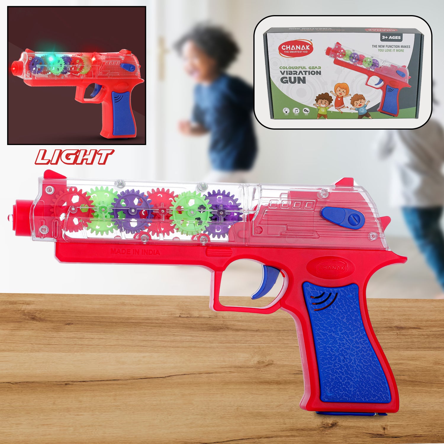 Plastic Gear Simulation Laser Toy Gun – 3D Lights, Music & Rotating Gear (1 Pc, 3+ Years) - Shivani Jaswal Plastic Gear Simulation Laser Toy Gun – 3D Lights, Music & Rotating Gear (1 Pc, 3+ Years)