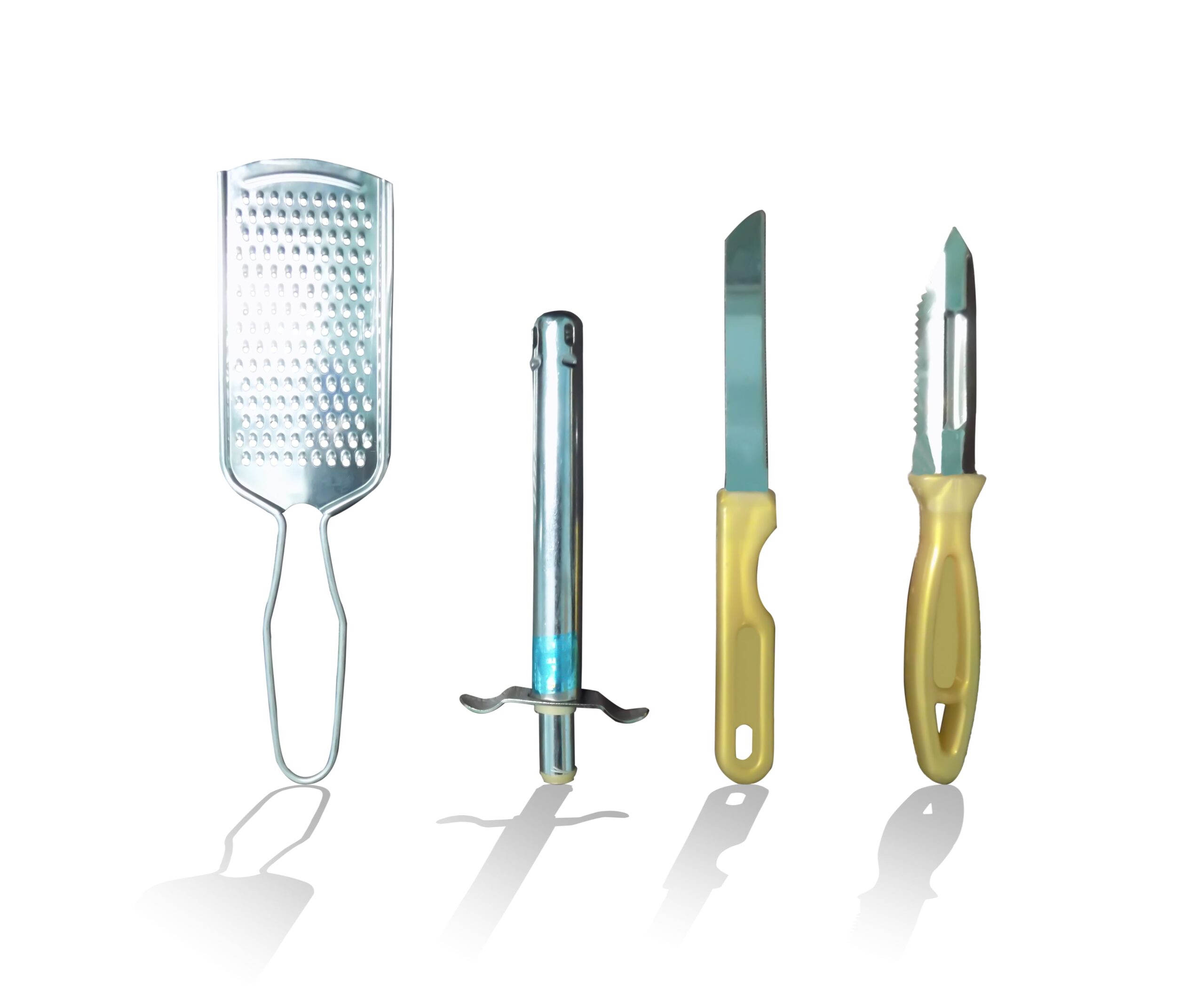 4In1 Combo - Stainless Steel Kitchen Lighter, Knife, Peeler and Smooth Grater - Shivani Jaswal 4In1 Combo - Stainless Steel Kitchen Lighter, Knife, Peeler and Smooth Grater