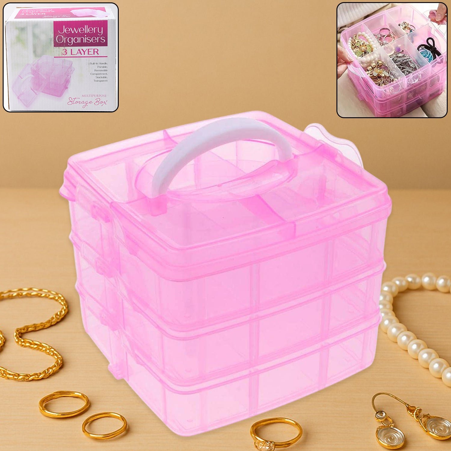 Versatile 18-Grid 3-Layer Transparent Plastic Organizer Box with Adjustable Dividers for Jewelry & Fishing Hooks - Shivani Jaswal Versatile 18-Grid 3-Layer Transparent Plastic Organizer Box with Adjustable Dividers for Jewelry & Fishing Hooks