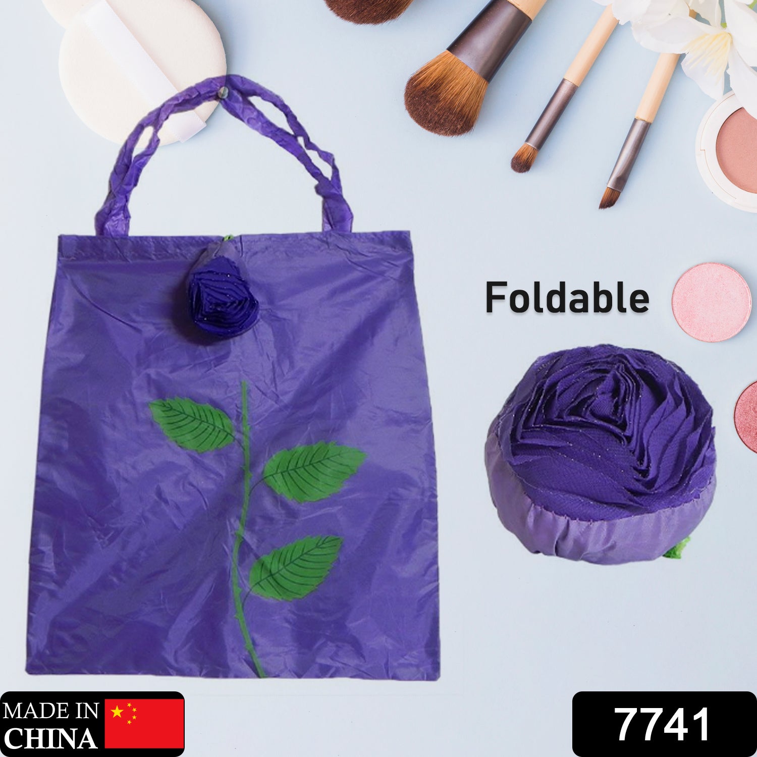 Foldable Nylon Shopping Bag (Rose Design): Reusable, Eco-Friendly (1 Pc) - Shivani Jaswal Foldable Nylon Shopping Bag (Rose Design): Reusable, Eco-Friendly (1 Pc)