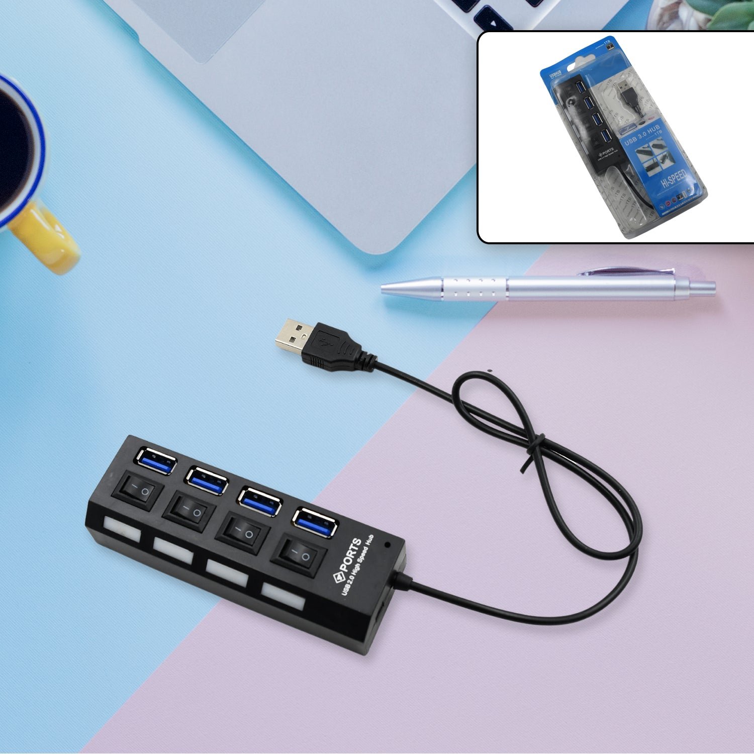 4 Port USB, HUB USB 2.0 HUB Splitter High Speed with On/Off Switch Multi LED Adapter Compatible with Tablet Laptop Computer Notebook - Shivani Jaswal 4 Port USB, HUB USB 2.0 HUB Splitter High Speed with On/Off Switch Multi LED Adapter Compatible with Tablet Laptop Computer Notebook