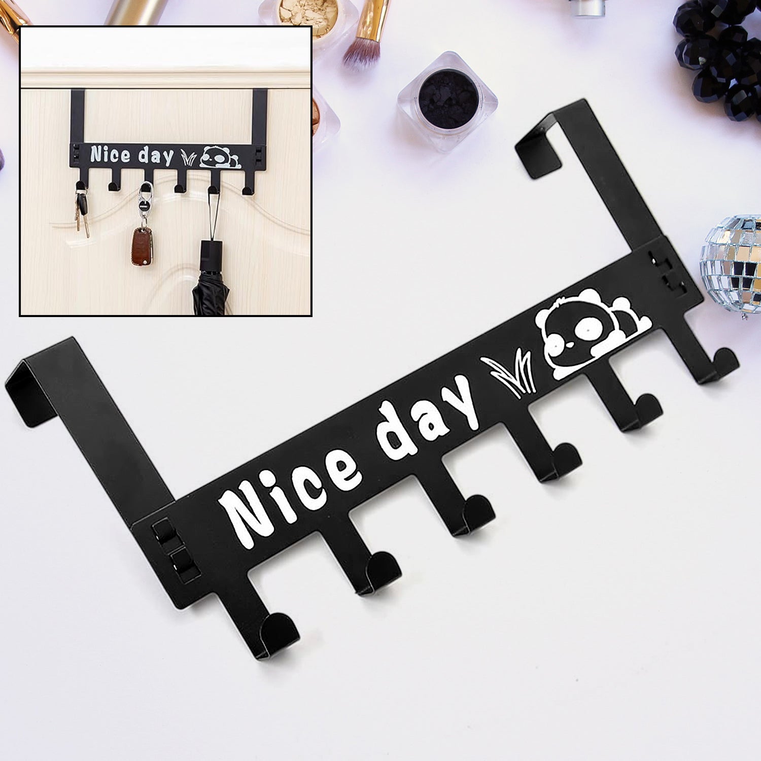 Heavy-Duty Carbon Steel Over Door Hook Rack for Towels & Coats (1 Pc, 6 Hooks) - Shivani Jaswal Heavy-Duty Carbon Steel Over Door Hook Rack for Towels & Coats (1 Pc, 6 Hooks)