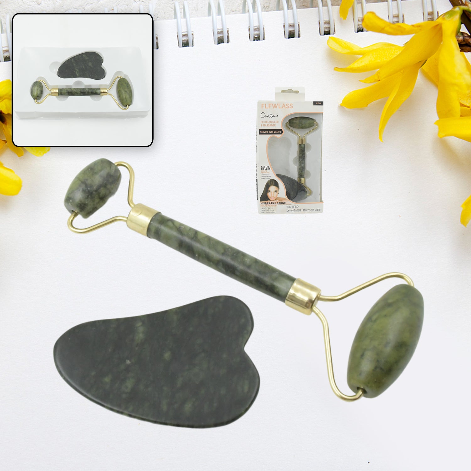 Jade Roller & Gua Sha Set – Natural Face Massager for Anti-Aging, Glowing Skin & Face Shaping (1 Pc) - Shivani Jaswal Jade Roller & Gua Sha Set – Natural Face Massager for Anti-Aging, Glowing Skin & Face Shaping (1 Pc)