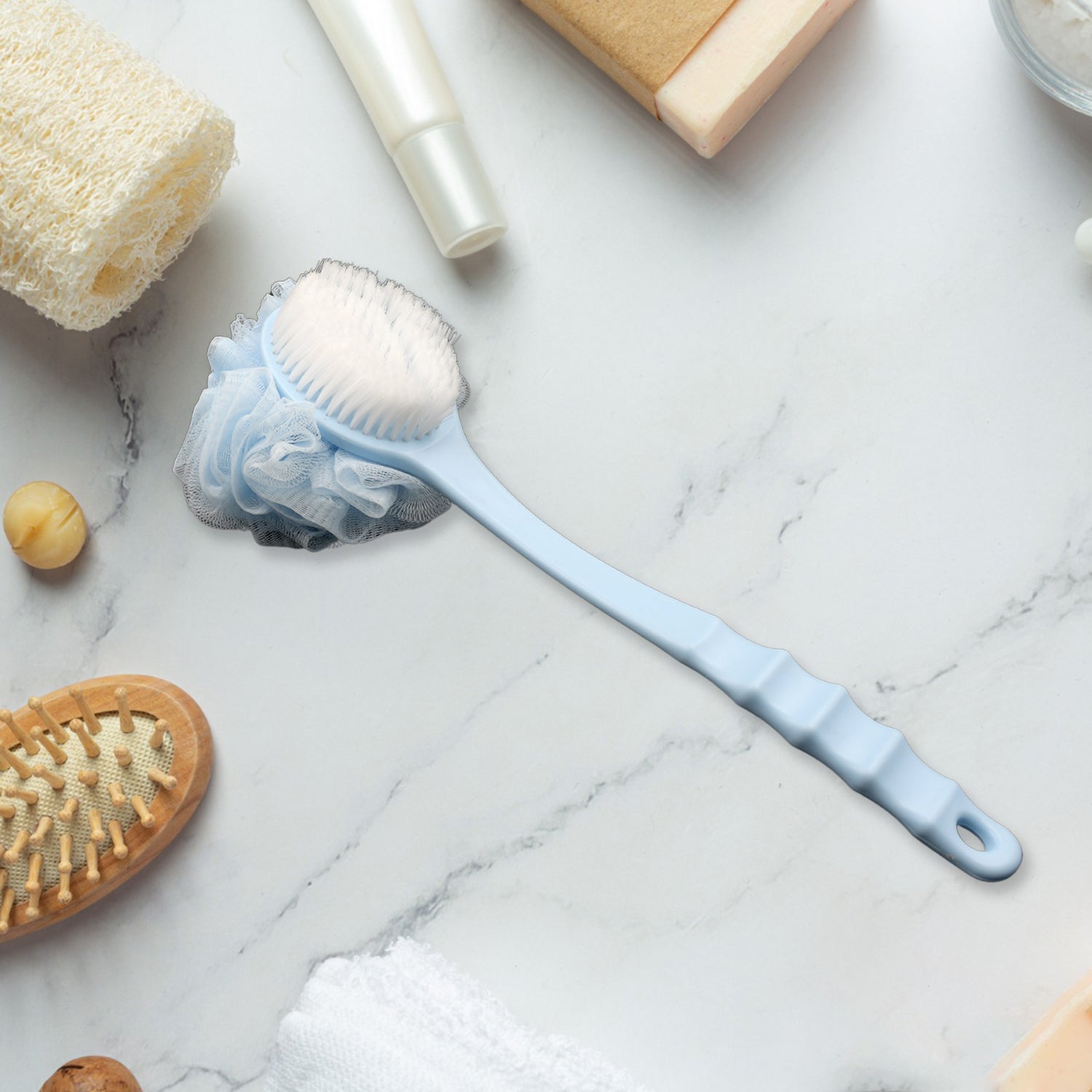 Long Handle Shower Puff Pouf Sponge Exfoliating Mesh Brush Scrubber,Bath Loofah Bath Scrubber for Body Shower Loofah Brushes, Body Bath Brush for Women and Men, Bathroom Shower Accessories (Mix 1 Pc) - Shivani Jaswal Long Handle Shower Puff Pouf Sponge Exfoliating Mesh Brush Scrubber,Bath Loofah Bath Scrubber for Body Shower Loofah Brushes, Body Bath Brush for Women and Men, Bathroom Shower Accessories (Mix 1 Pc)
