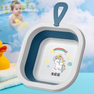 Space-Saving Foldable Baby Wash Basin, Lightweight & Easy to Clean for Home (28Ãƒâ€”28 Cm)