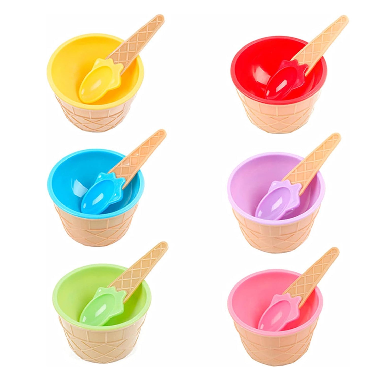 Premium Ice Cream Waffle Spoon Bowl Set (6-Piece , Color Box) - Shivani Jaswal Premium Ice Cream Waffle Spoon Bowl Set (6-Piece , Color Box)