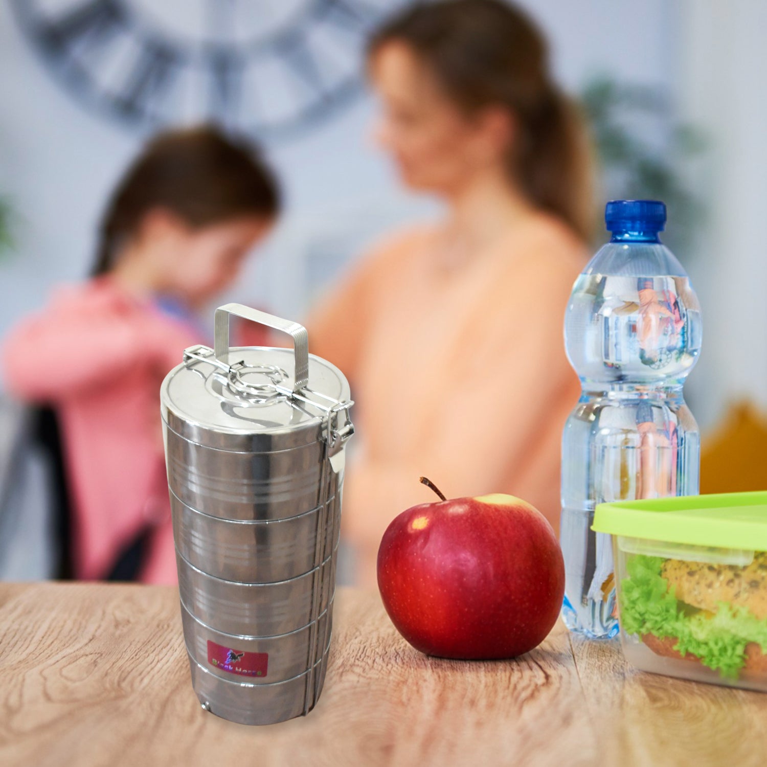 5 Compartment Lunch Box (Stainless Steel): Round Tiffin, Leakproof (16x5") - Shivani Jaswal 5 Compartment Lunch Box (Stainless Steel): Round Tiffin, Leakproof (16x5")