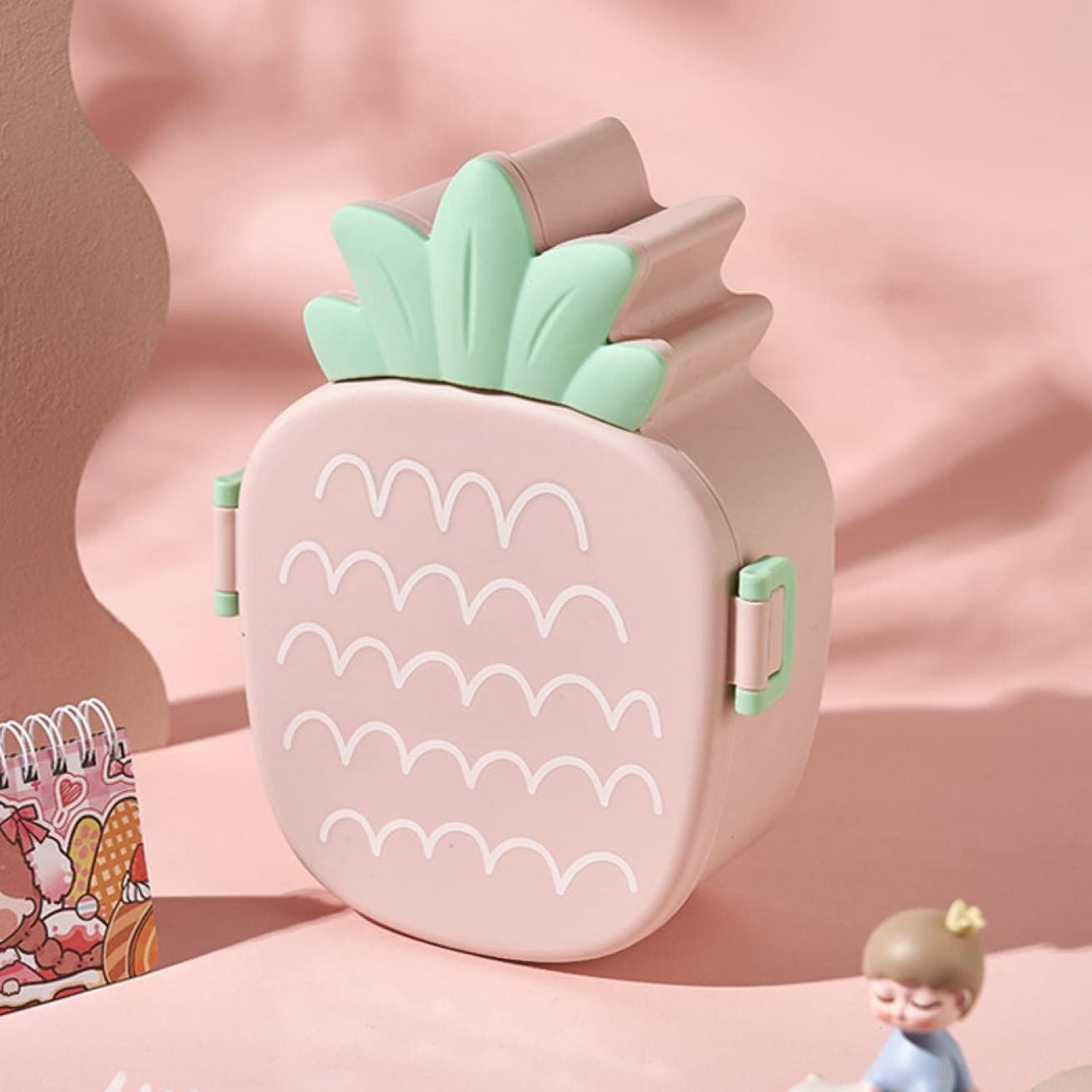 Kids Lunch Box Cute Pineapple Shaped Bento Box with Fork Spoon Snack Container Microwave Portable Office Lunch Box (1 Pc / With Spoon, Fork & Color Box) - Shivani Jaswal Kids Lunch Box Cute Pineapple Shaped Bento Box with Fork Spoon Snack Container Microwave Portable Office Lunch Box (1 Pc / With Spoon, Fork & Color Box)