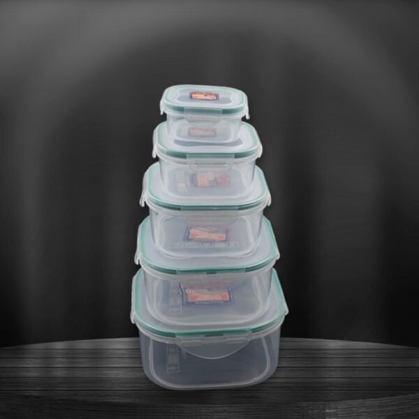 Kitchen Storage Containers Set Ã¢â‚¬â€œ Fridge Storage, Plastic Organizer, Snap-Seal Lunch Box (5 Pcs Set)