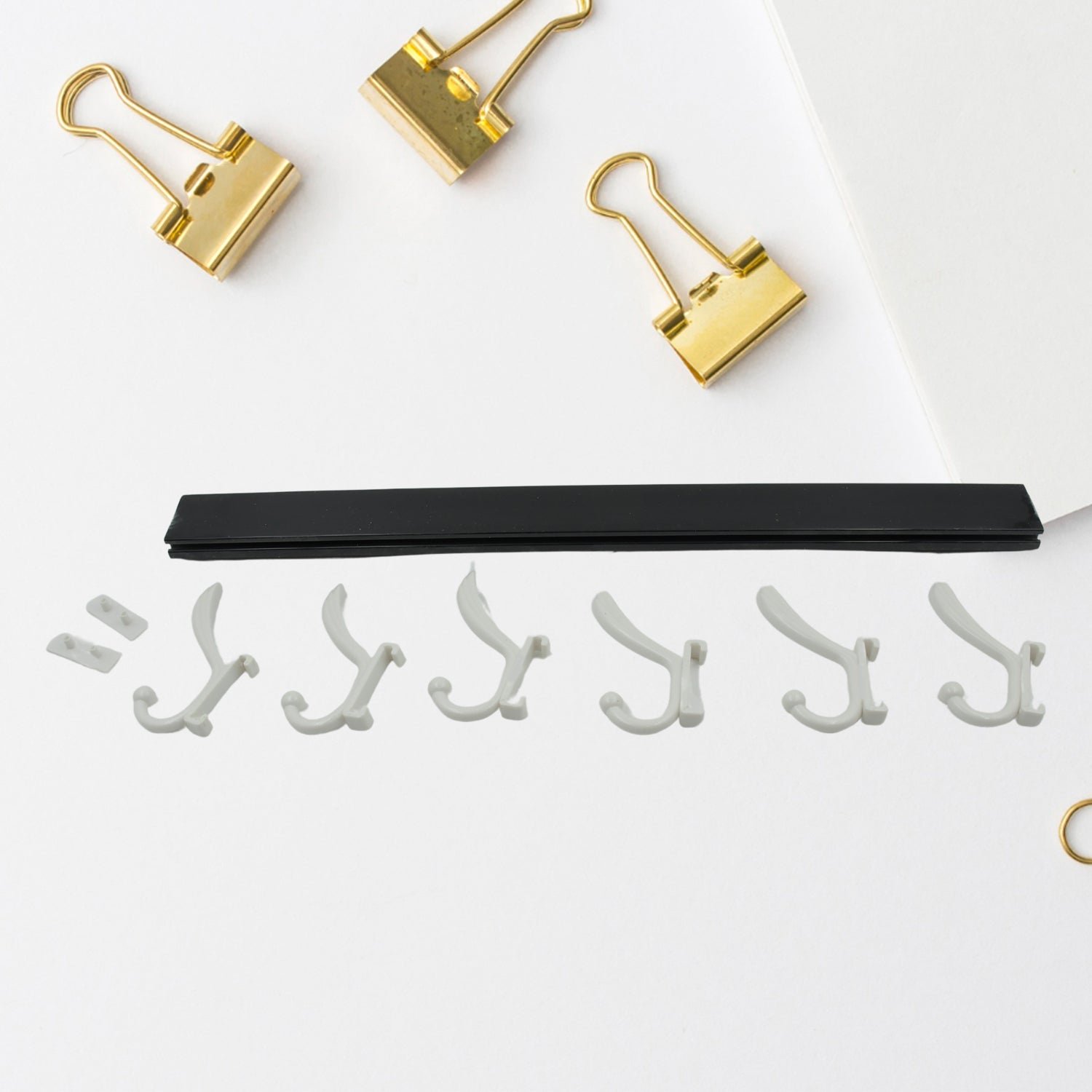 Wall Door Hook Rail | 6 Hook Hanger for Clothes & Hats | With Eco-Friendly Adhesive - Shivani Jaswal Wall Door Hook Rail | 6 Hook Hanger for Clothes & Hats | With Eco-Friendly Adhesive