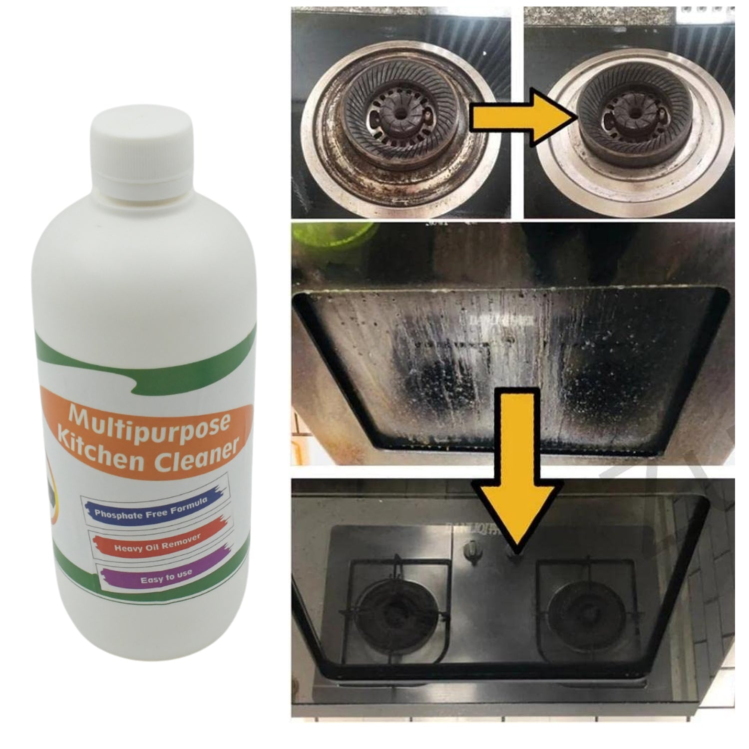 Kitchen Cleaner Spray for Oil & Grease on Stoves (Approx 500ml, Non-toxic) - Shivani Jaswal Kitchen Cleaner Spray for Oil & Grease on Stoves (Approx 500ml, Non-toxic)