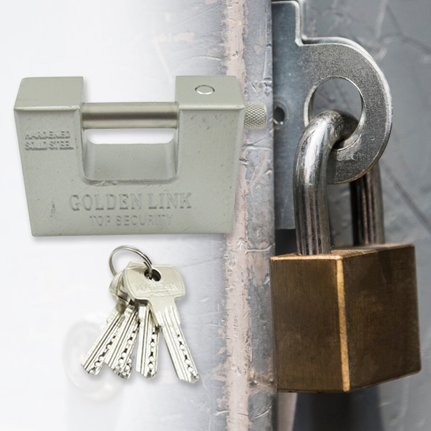 94mm Stainless Steel Padlock: Rectangular, Hardened Steel, 5 Keys - Shivani Jaswal 94mm Stainless Steel Padlock: Rectangular, Hardened Steel, 5 Keys