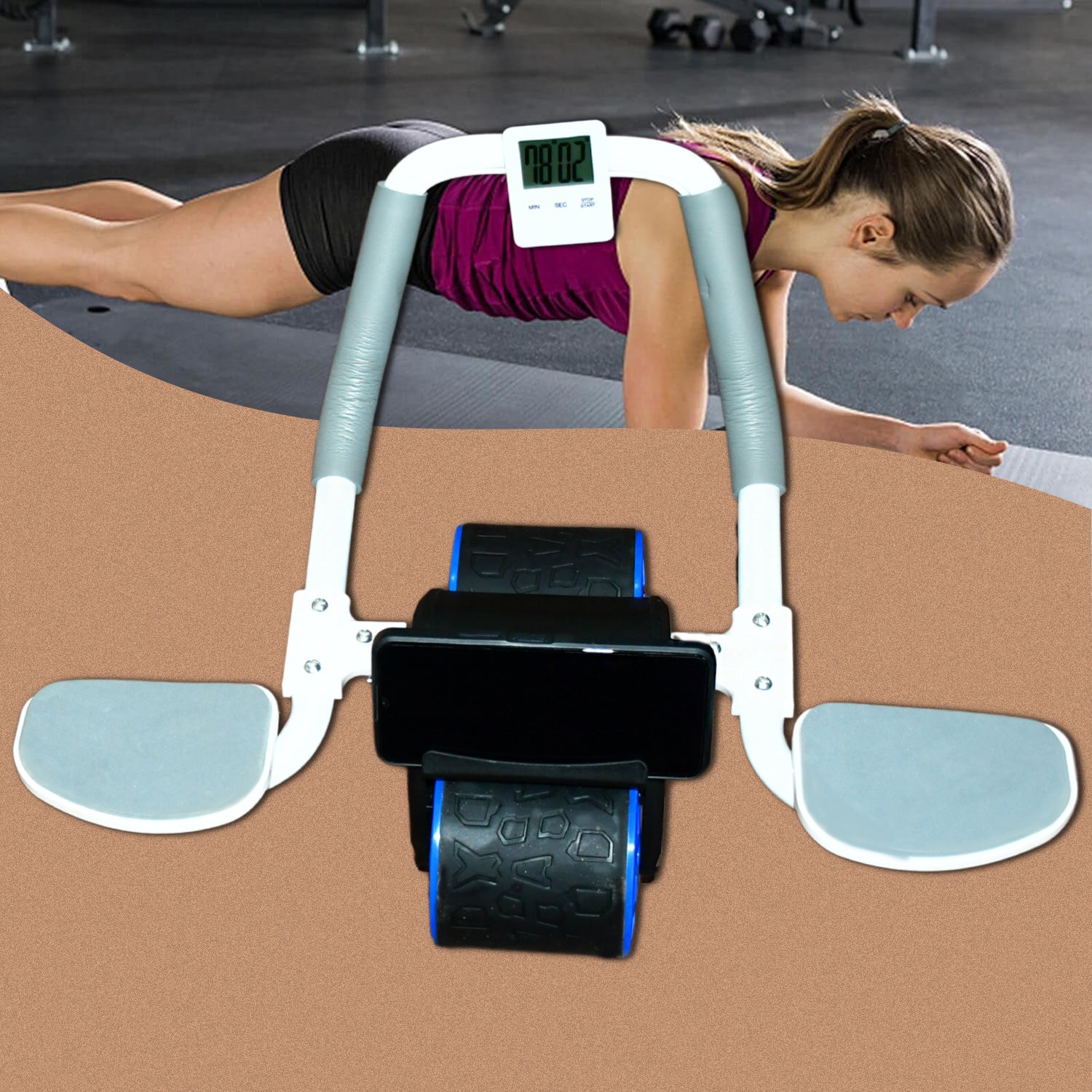 Abdominal Roller Wheel, Automatic Rebound Sponge Handle, Double Wheel Abdominal Roller, Non-Slip Timer Function with Elbow Support for Exercises for Body Fitness Strength Training Home Gym - Shivani Jaswal Abdominal Roller Wheel, Automatic Rebound Sponge Handle, Double Wheel Abdominal Roller, Non-Slip Timer Function with Elbow Support for Exercises for Body Fitness Strength Training Home Gym